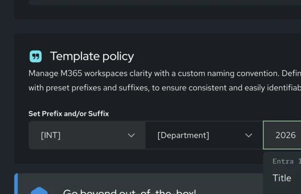 Screenshot of naming convention rules in template designer