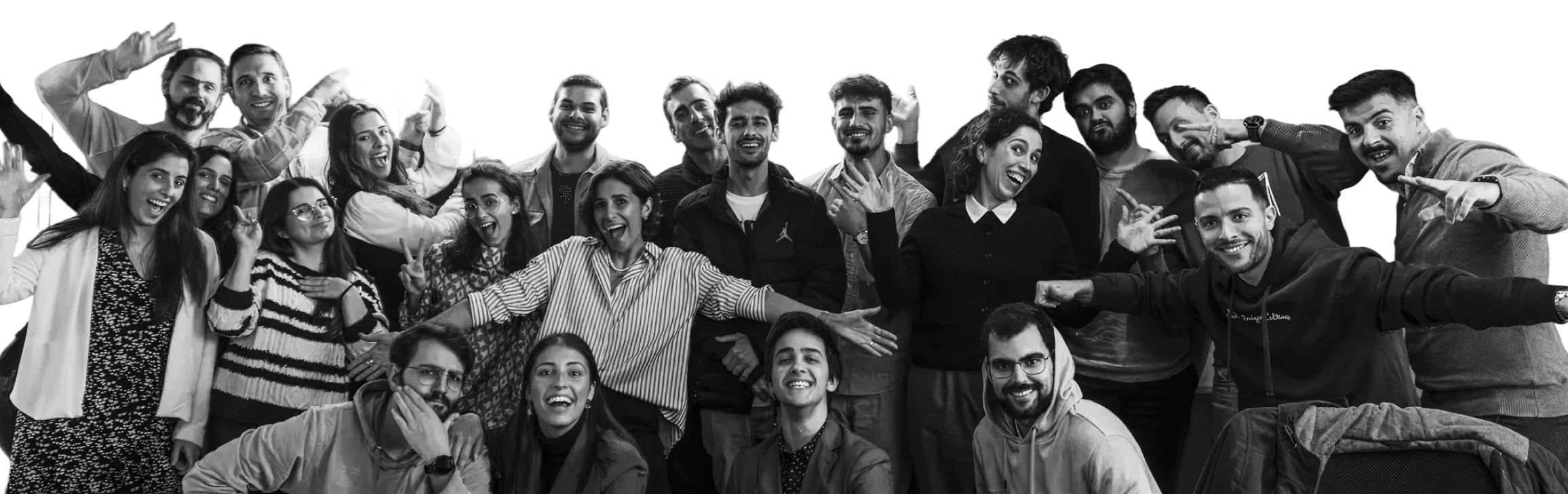 BindTuning team members smiling and posing together in a group photo